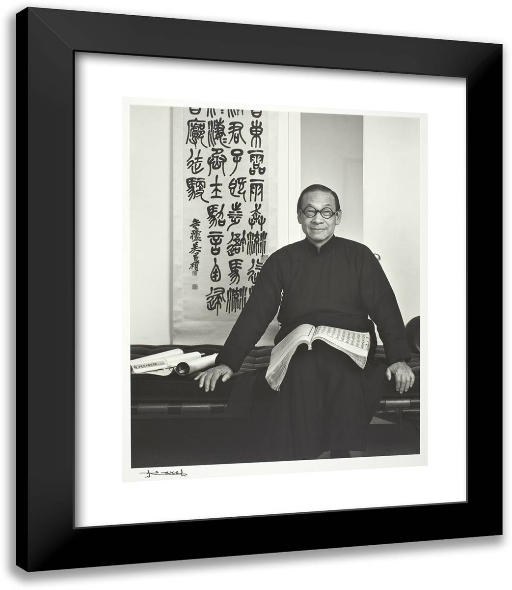 I. M. Pei 20x23 Black Modern Wood Framed Art Print Poster by Karsh, Yousuf
