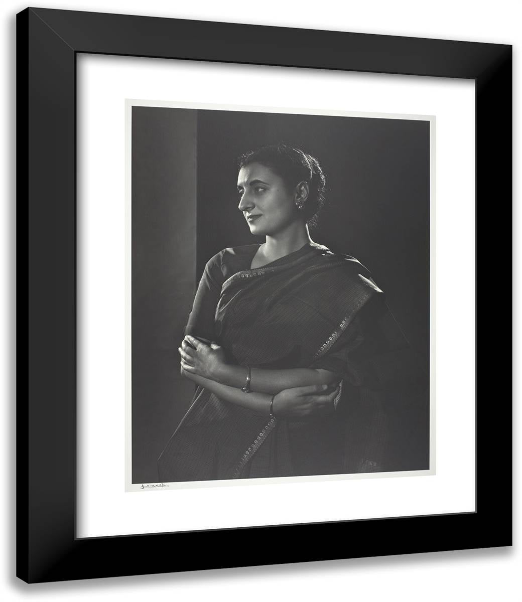 Indira Gandhi 20x24 Black Modern Wood Framed Art Print Poster by Karsh, Yousuf