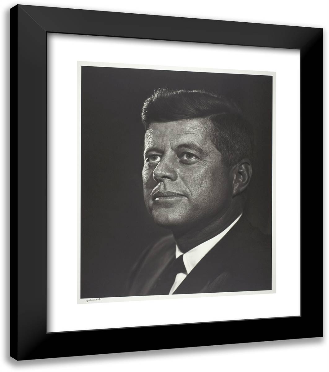 John F. Kennedy 20x23 Black Modern Wood Framed Art Print Poster by Karsh, Yousuf