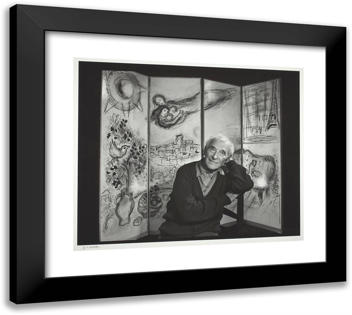 Marc Chagall 22x20 Black Modern Wood Framed Art Print Poster by Karsh, Yousuf