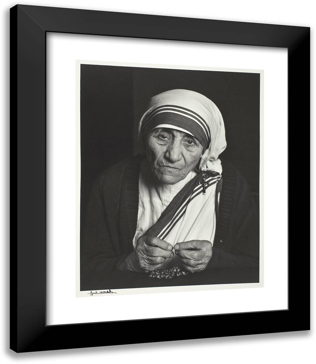 Mother Theresa 20x24 Black Modern Wood Framed Art Print Poster by Karsh, Yousuf