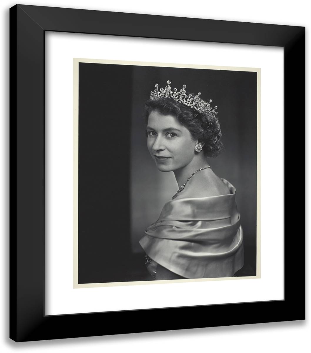 Queen Elizabeth 20x23 Black Modern Wood Framed Art Print Poster by Karsh, Yousuf