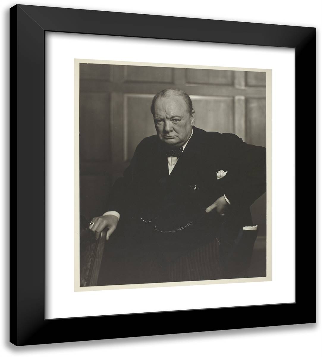 Sir Winston Churchill 20x22 Black Modern Wood Framed Art Print Poster by Karsh, Yousuf
