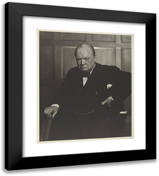 Sir Winston Churchill 20x22 Black Modern Wood Framed Art Print Poster by Karsh, Yousuf