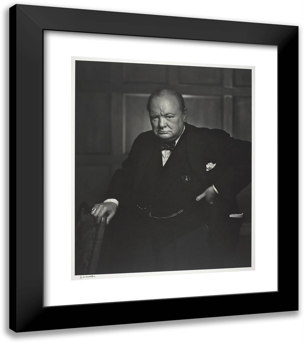 Sir Winston Churchill_1 20x23 Black Modern Wood Framed Art Print Poster by Karsh, Yousuf