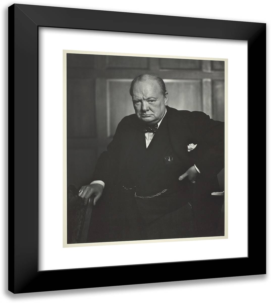 Sir Winston Churchill_2 20x23 Black Modern Wood Framed Art Print Poster by Karsh, Yousuf