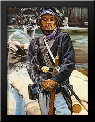 Female Buffalo Soldier 22x28 Black Modern Wood Framed Art Print Poster by Jones, J.