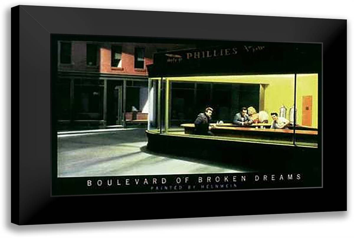 Nighthawks 15x13 Black Modern Wood Framed Art Print Poster by Helnwein, Gottlieb