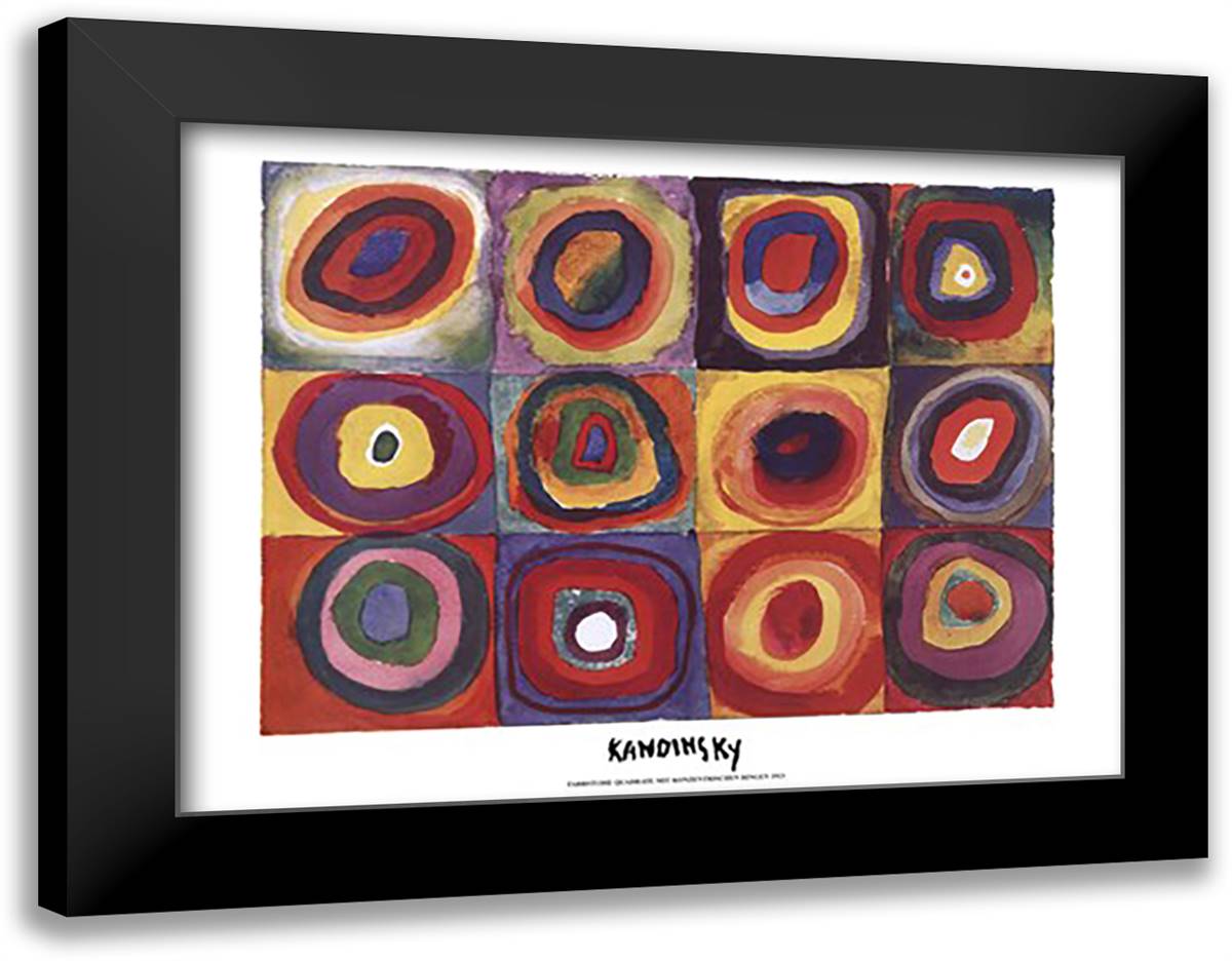 Farbstudie Quadrate, c.1913 35x28 Black Modern Wood Framed Art Print Poster by Kandinsky, Wassily