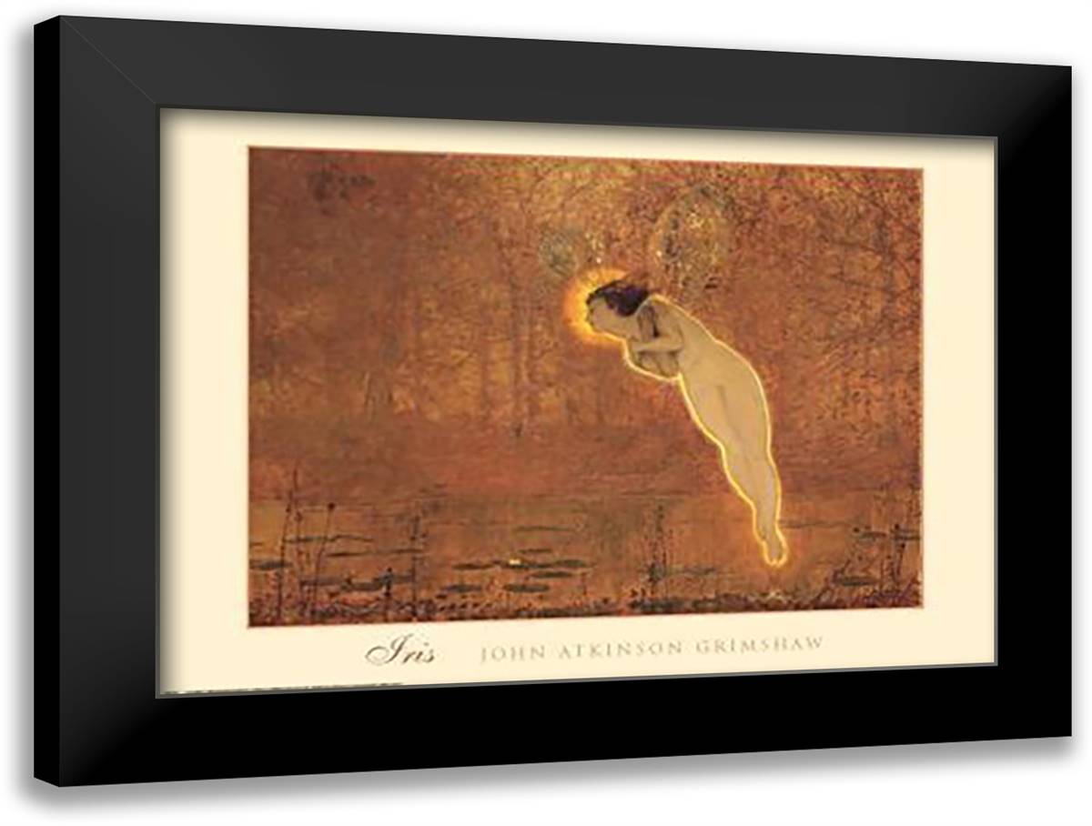 Iris 32x24 Black Modern Wood Framed Art Print Poster by Grimshaw, John Atkin