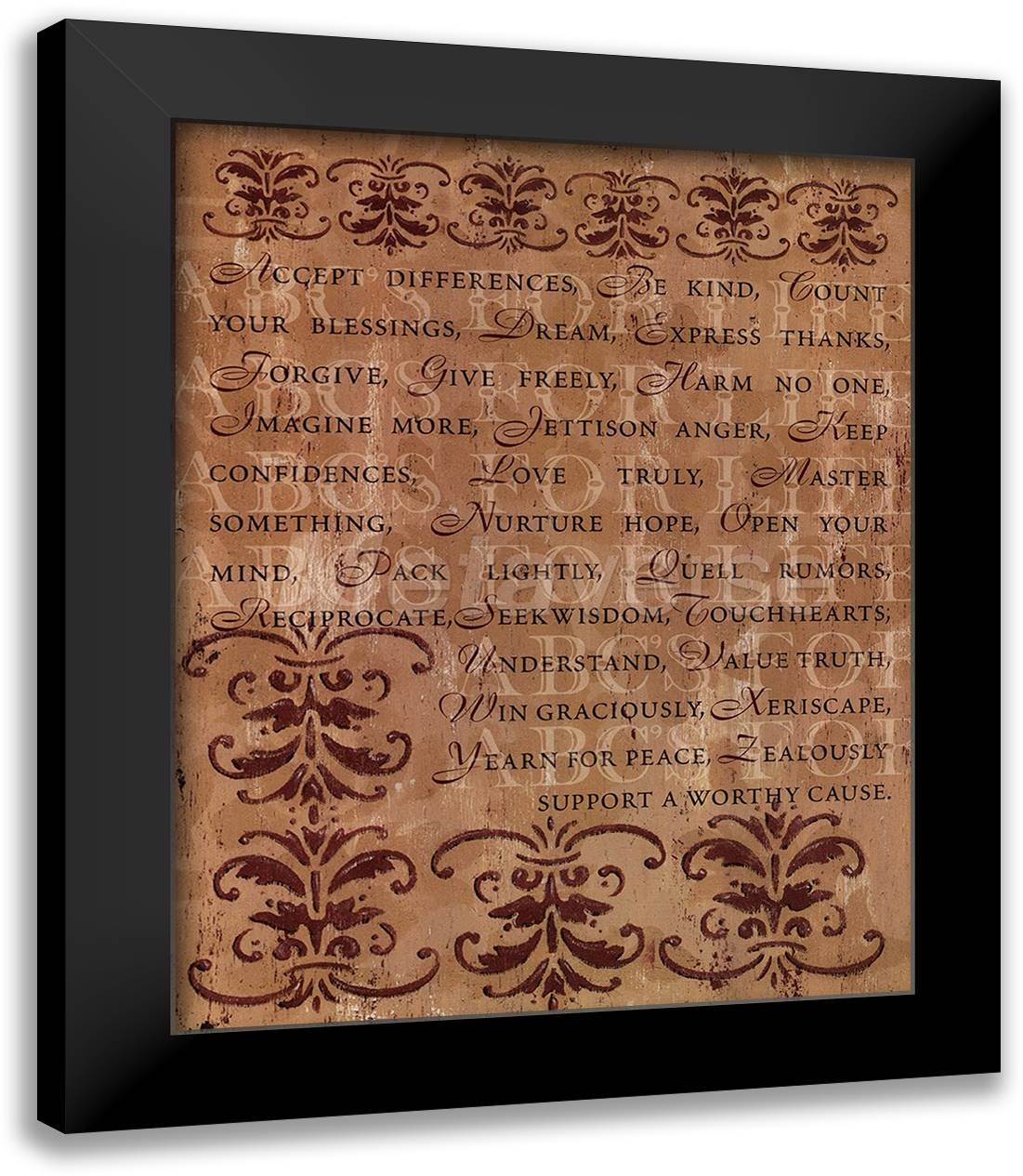 ABC's of Life 15x18 Black Modern Wood Framed Art Print Poster by DeWitt, Debbie