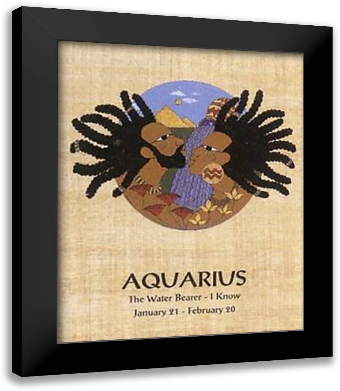 Orah-el - Aquarius (Jan 20-Feb 18) Size 12x14 Black Modern Wood Framed Art Print Poster by Orah-el