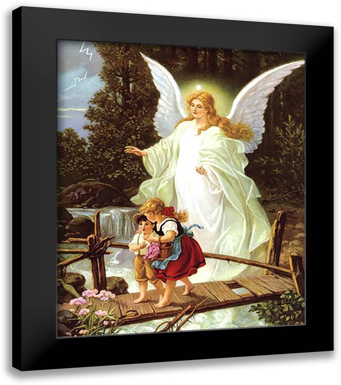 Guardian Angel 12x14 Black Modern Wood Framed Art Print Poster