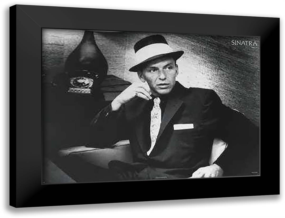 Frank Sinatra 32x24 Black Modern Wood Framed Art Print Poster