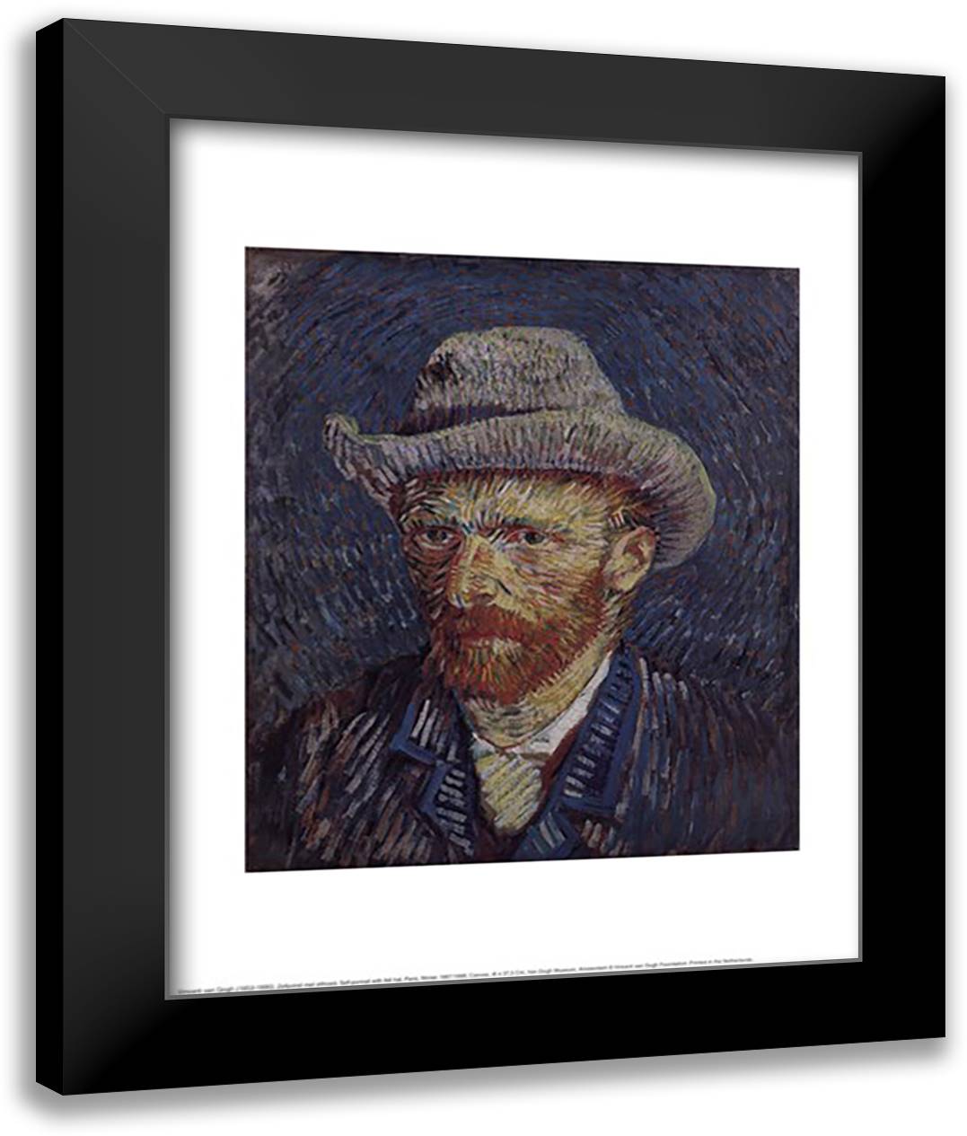 Self Portrait 16x20 Black Modern Wood Framed Art Print Poster by Van Gogh, Vincent