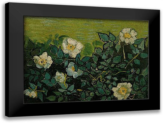 Wild Roses, San Remy 1890 21x18 Black Modern Wood Framed Art Print Poster by Van Gogh, Vincent