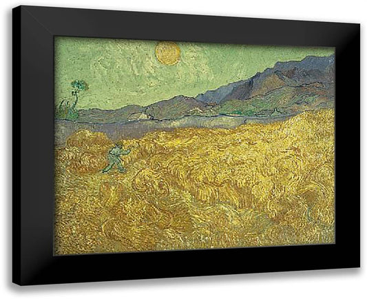 Wheatfield With A Reaper, San Remy 7/1889 20x16 Black Modern Wood Framed Art Print Poster by Van Gogh, Vincent