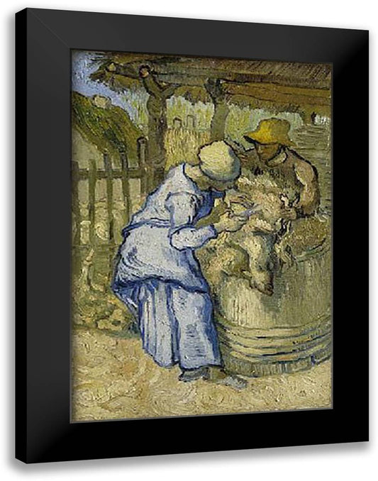 Sheep Shearer (After Millais), San Remy 9/1889 16x20 Black Modern Wood Framed Art Print Poster by Van Gogh, Vincent