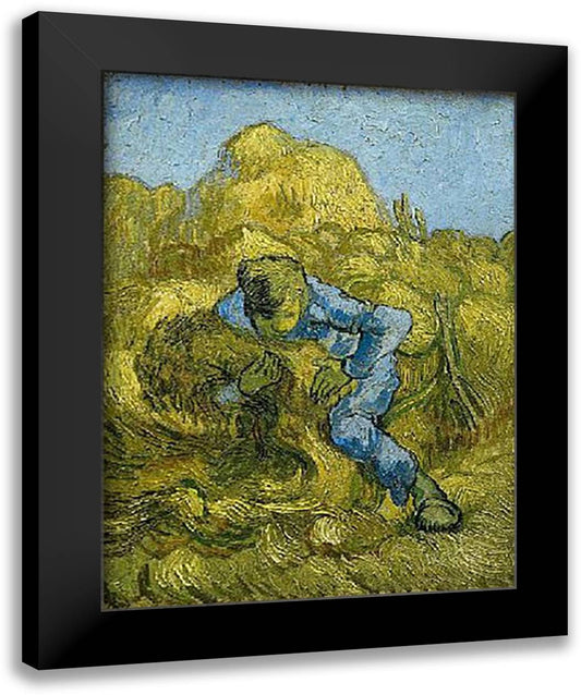 Sheaf Binder (After Millais), San Remy 9/1889 16x20 Black Modern Wood Framed Art Print Poster by Van Gogh, Vincent