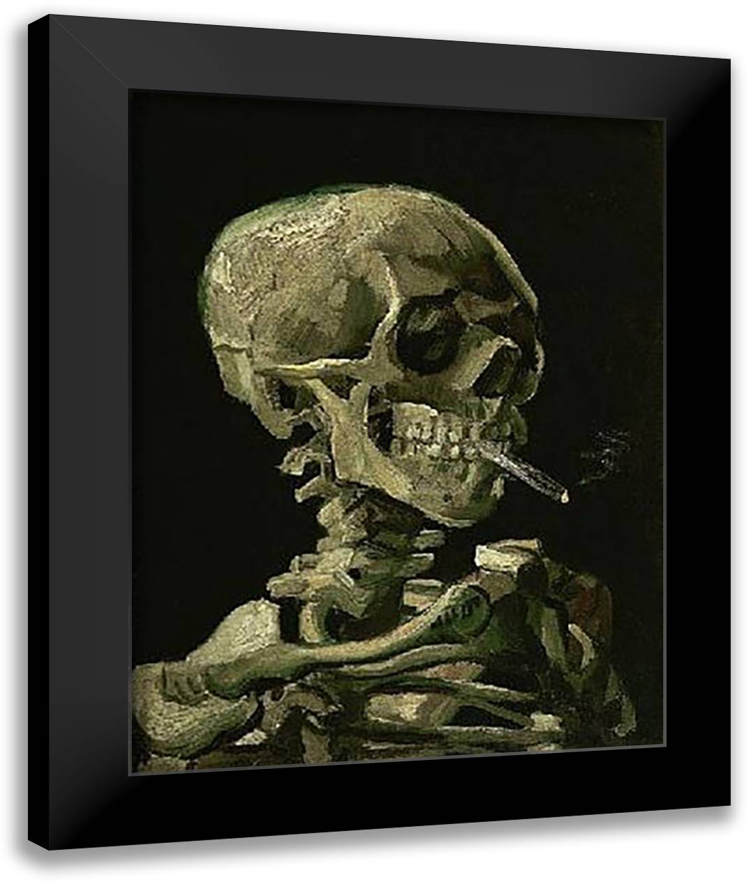 Skull of a Skeleton with Burning Cigarette, c.1885 16x20 Black Modern Wood Framed Art Print Poster by Van Gogh, Vincent
