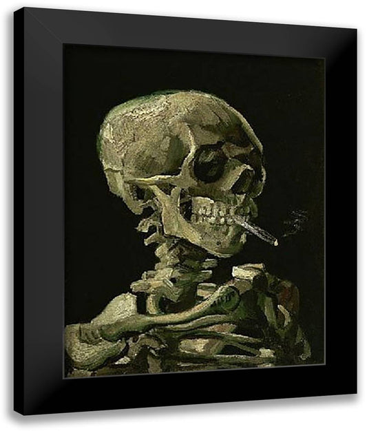 Skull of a Skeleton with Burning Cigarette, c.1885 16x20 Black Modern Wood Framed Art Print Poster by Van Gogh, Vincent