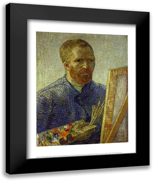 Self Portrait Before Easel, Paris 1888 16x20 Black Modern Wood Framed Art Print Poster by Van Gogh, Vincent