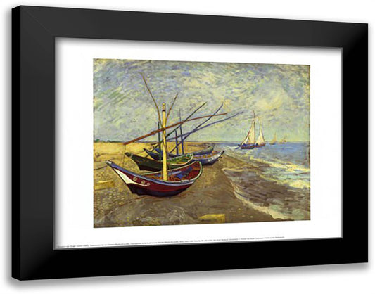 Fishing Boats on the Beach, Saintes-Maries-De-La-Mer, c.1888 20x16 Black Modern Wood Framed Art Print Poster by Van Gogh, Vincent