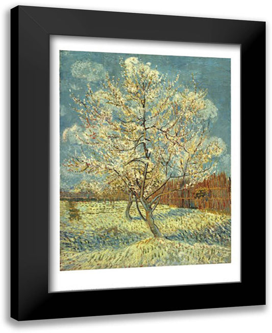 Peach Tree In Bloom, Arles 1888 24x33 Black Modern Wood Framed Art Print Poster by Van Gogh, Vincent