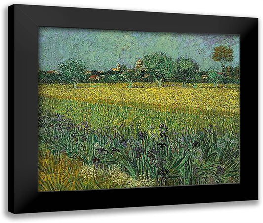 Wheatfield with Irises Arles 33x28 Black Modern Wood Framed Art Print Poster by Van Gogh, Vincent