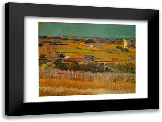 The Harvest, Arles 1888 32x24 Black Modern Wood Framed Art Print Poster by Van Gogh, Vincent