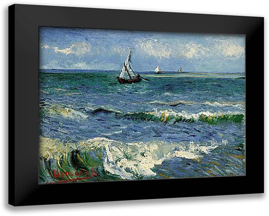 Seascape Near Saintes-Maries-De-La-Mer, Arles 1888 34x28 Black Modern Wood Framed Art Print Poster by Van Gogh, Vincent