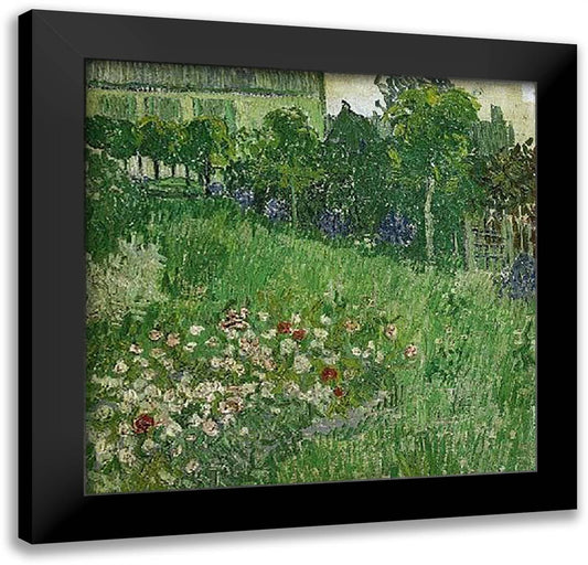 Garden Of Daubigny, Auvers 1890 28x28 Black Modern Wood Framed Art Print Poster by Van Gogh, Vincent