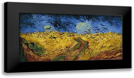 Crows over the Wheat Field, Auvers, c.1890 (Last Painting) 40x28 Black Modern Wood Framed Art Print Poster by Van Gogh, Vincent