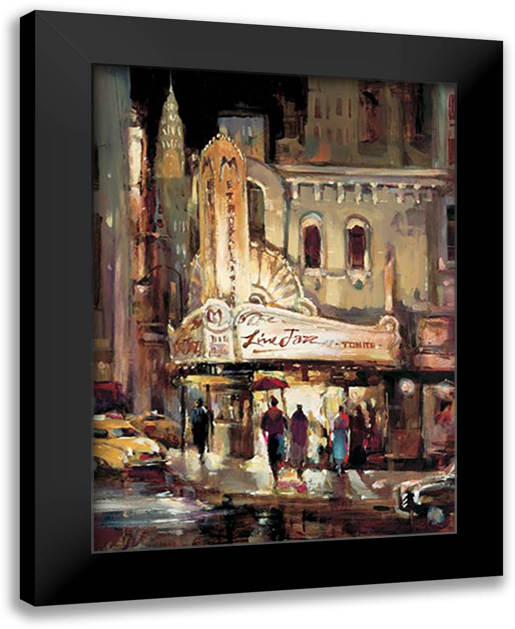 Metropolitan Jazz 24x32 Black Modern Wood Framed Art Print Poster by Heighton, Brent