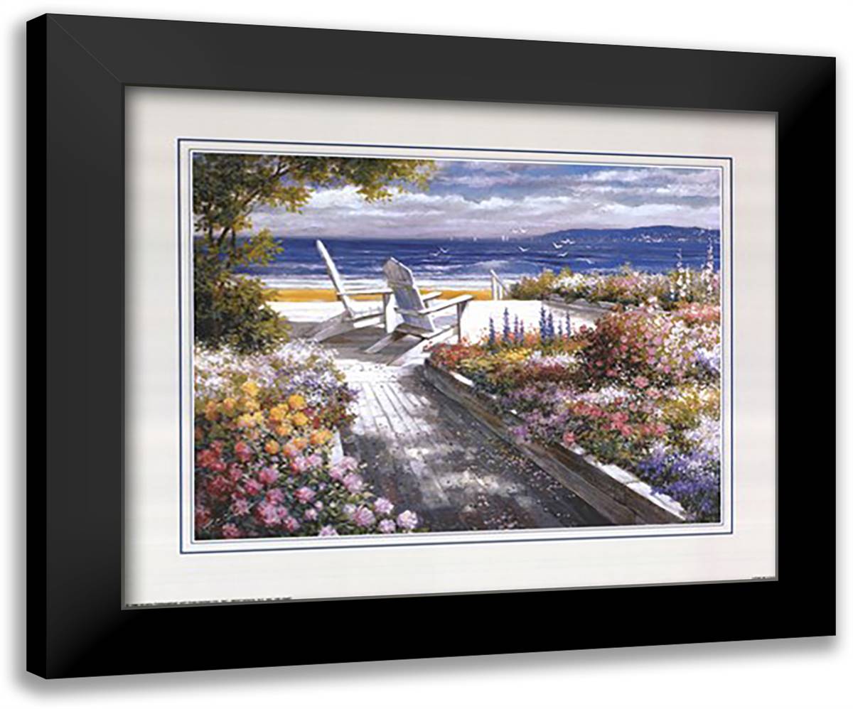 Path With Beach Chairs 24x20 Black Modern Wood Framed Art Print Poster by Chiu, T.C.