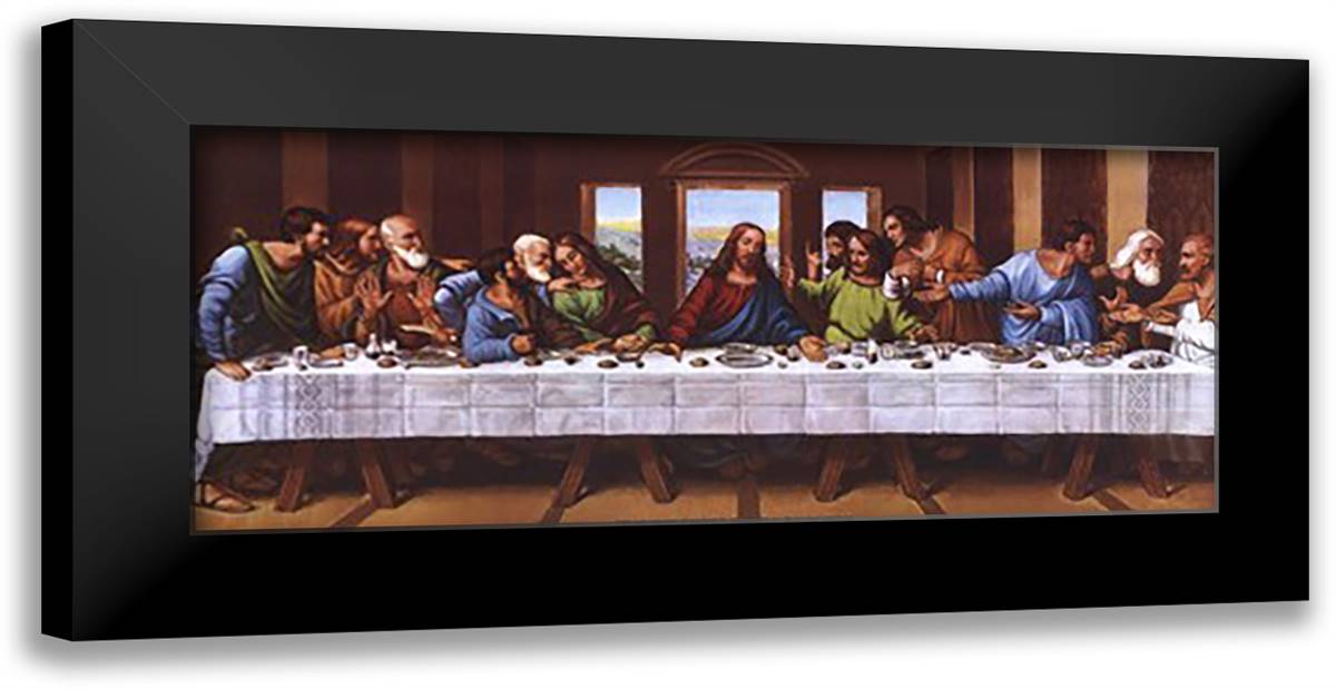 Last Supper 24x12 Black Modern Wood Framed Art Print Poster by Tobey