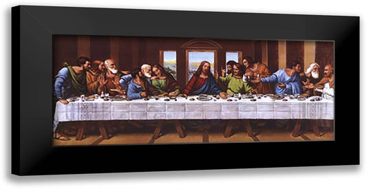 Last Supper 24x12 Black Modern Wood Framed Art Print Poster by Tobey