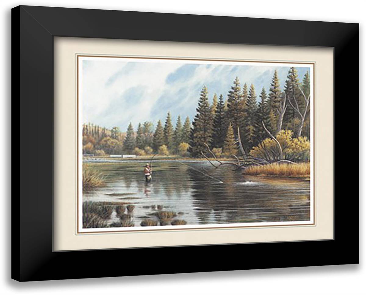 Fly Fishing 14x12 Black Modern Wood Framed Art Print Poster by Jenkins, Ron