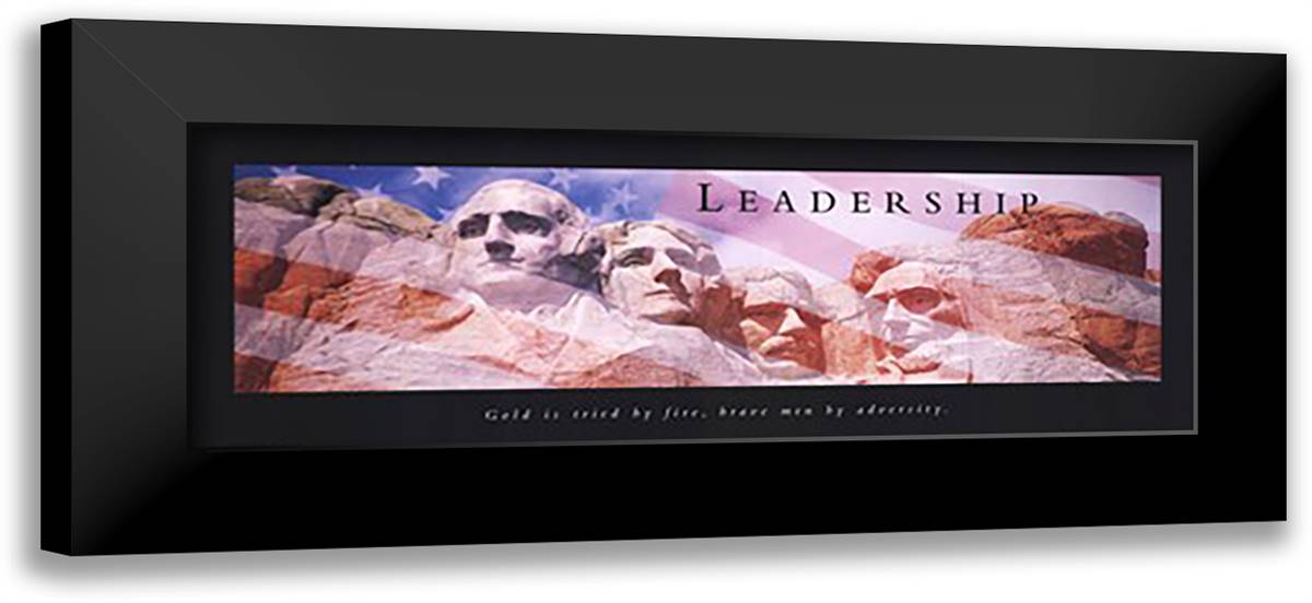 Leadership-Mt. Rushmore 40x16 Black Modern Wood Framed Art Print Poster