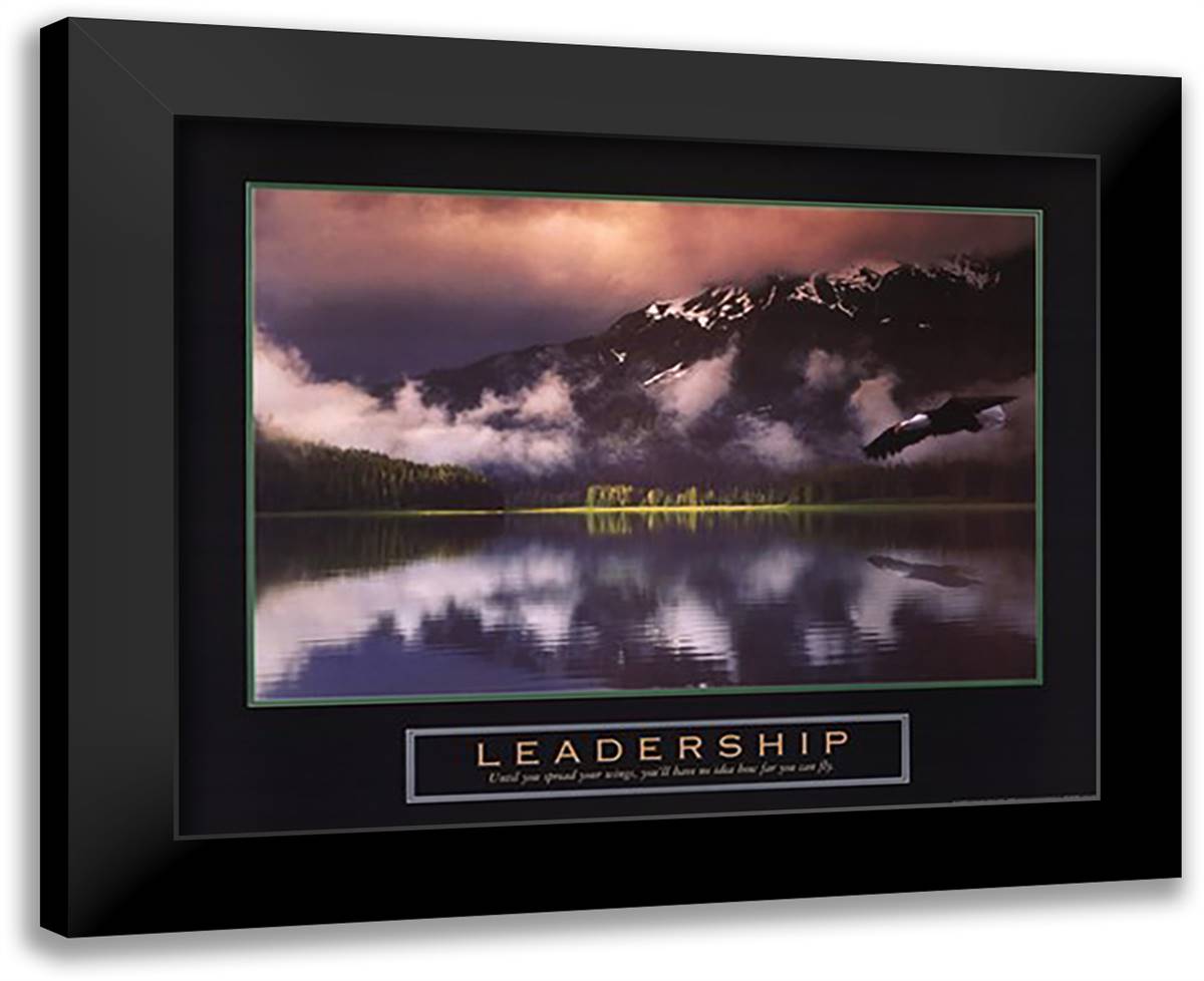 Leadership-Eagle 32x26 Black Modern Wood Framed Art Print Poster
