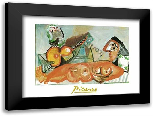 Laying Nude and Musician 32x24 Black Modern Wood Framed Art Print Poster by Picasso, Pablo