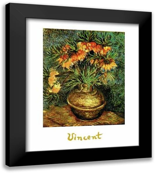 Fritillaries in a Copper Vase 28x35 Black Modern Wood Framed Art Print Poster by Van Gogh, Vincent