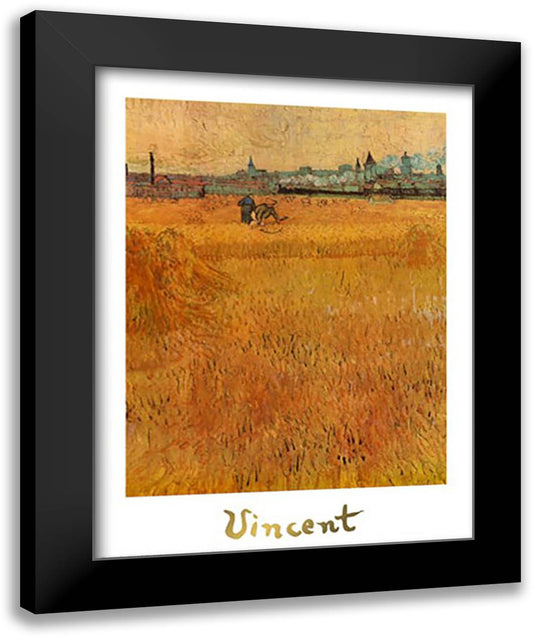 Oat Field with a View of Arles 28x35 Black Modern Wood Framed Art Print Poster by Van Gogh, Vincent