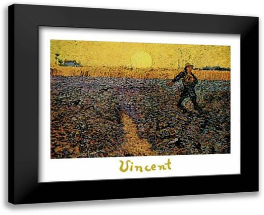 Seminatore Col Sole Che Tramonta 35x28 Black Modern Wood Framed Art Print Poster by Van Gogh, Vincent