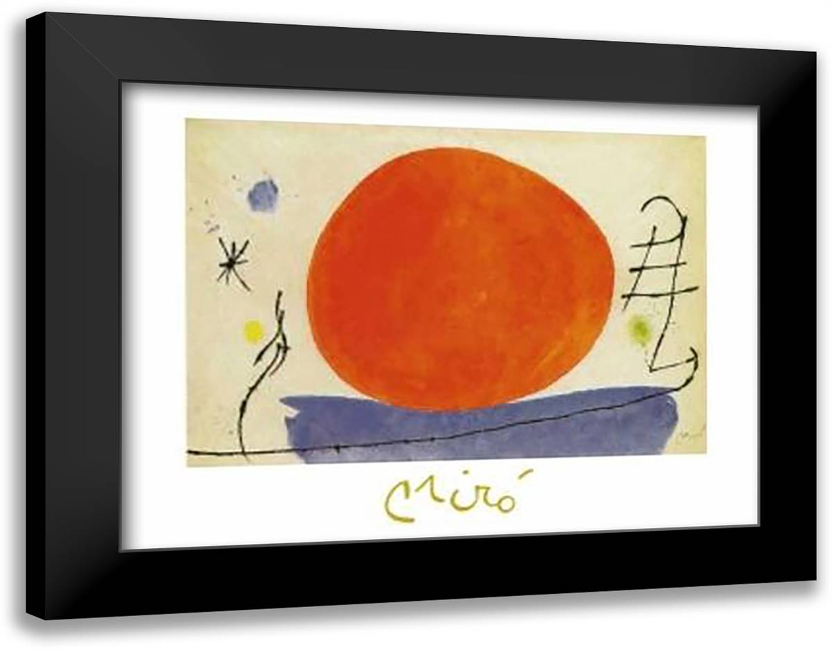 Senzia Titolo (Sole Rosso), 1967 35x28 Black Modern Wood Framed Art Print Poster by Miro, Joan