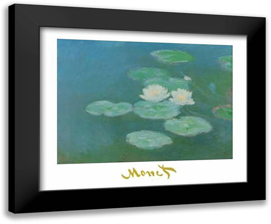 Nymphaeas By Nightfall 35x28 Black Modern Wood Framed Art Print Poster by Monet, Claude