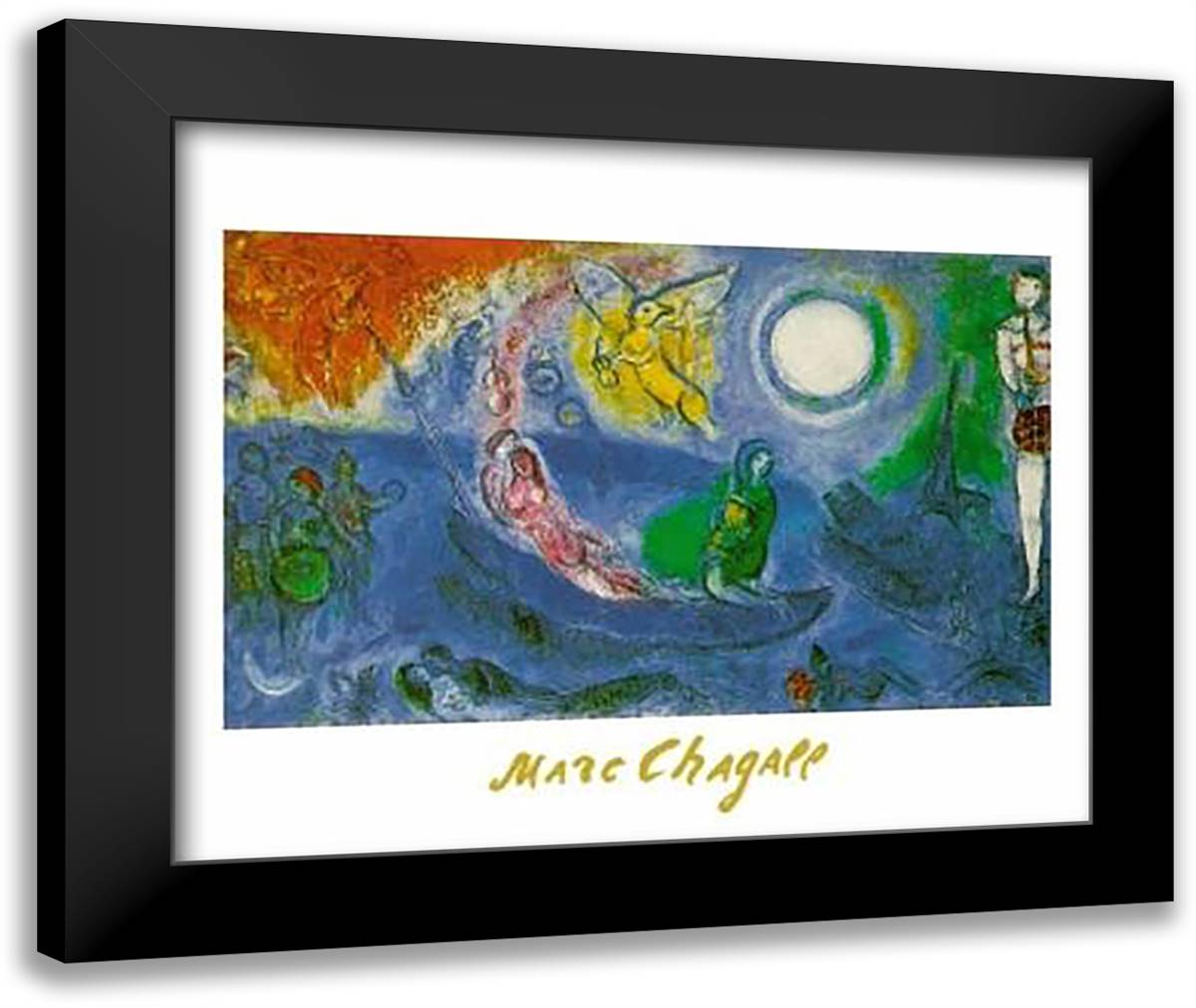 Concert 35x28 Black Modern Wood Framed Art Print Poster by Chagall, Marc