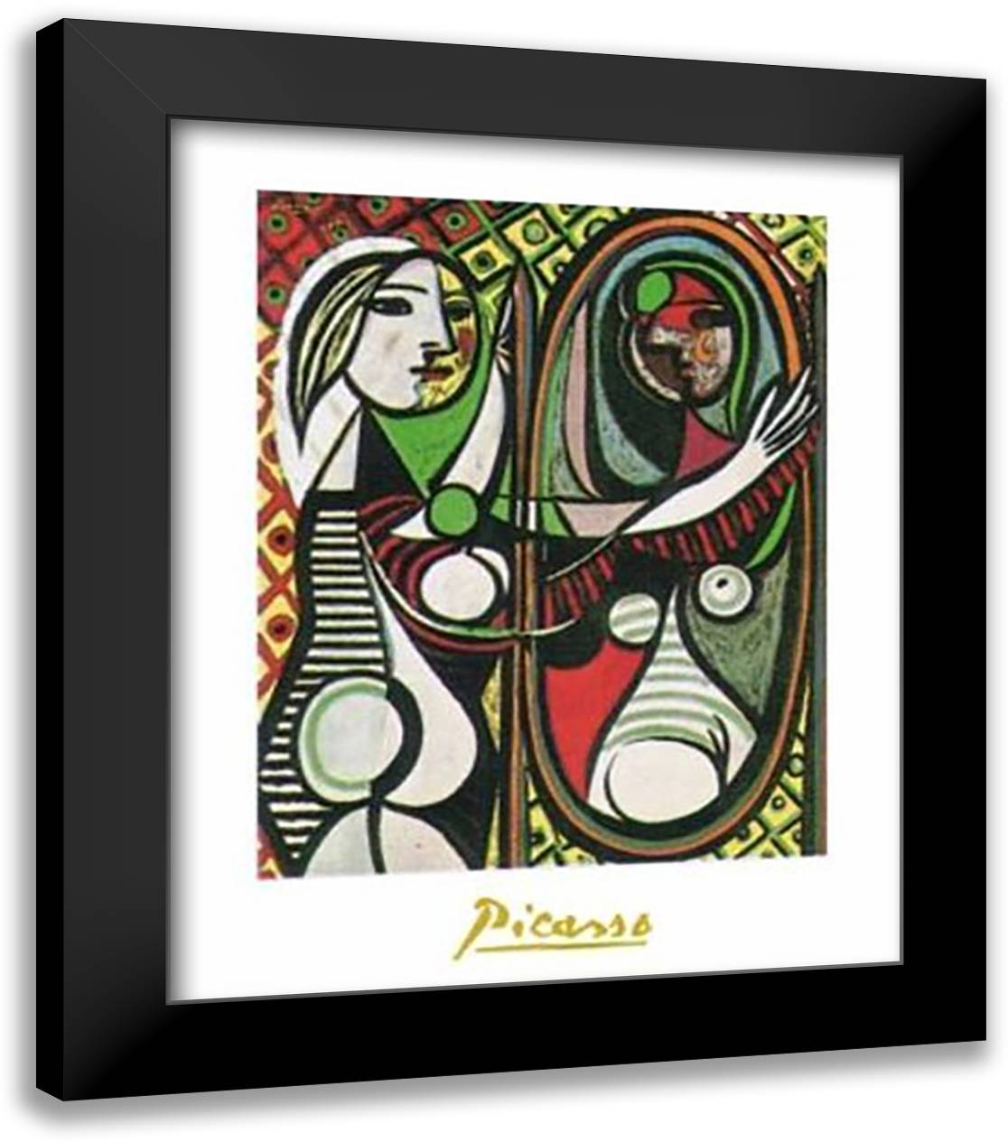 Jeune Fille Devant Un Miroir 28x35 Black Modern Wood Framed Art Print Poster by Picasso, Pablo