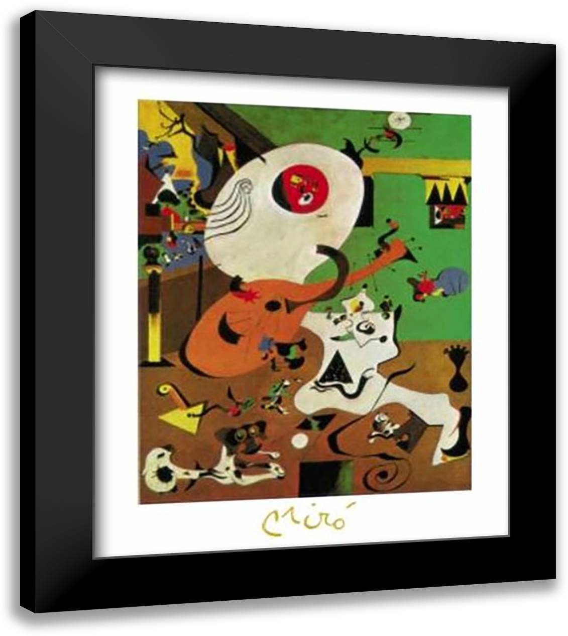 Interieur Hollandais I 28x35 Black Modern Wood Framed Art Print Poster by Miro, Joan