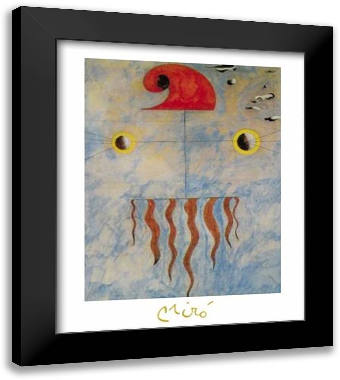 Tete De Paysan Catalan, 1925 28x35 Black Modern Wood Framed Art Print Poster by Miro, Joan